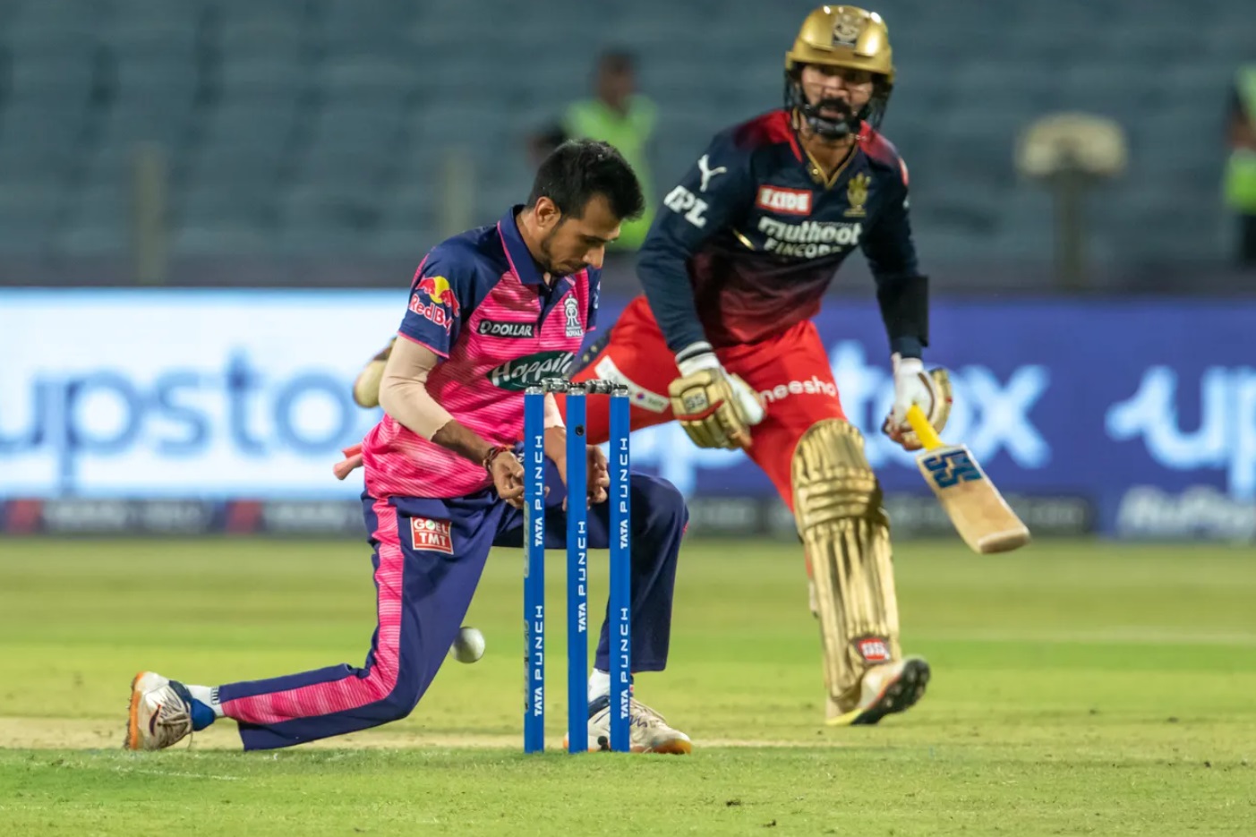 Dinesh Karthik was dramatically run-out by Yuzvendra Chahal.
