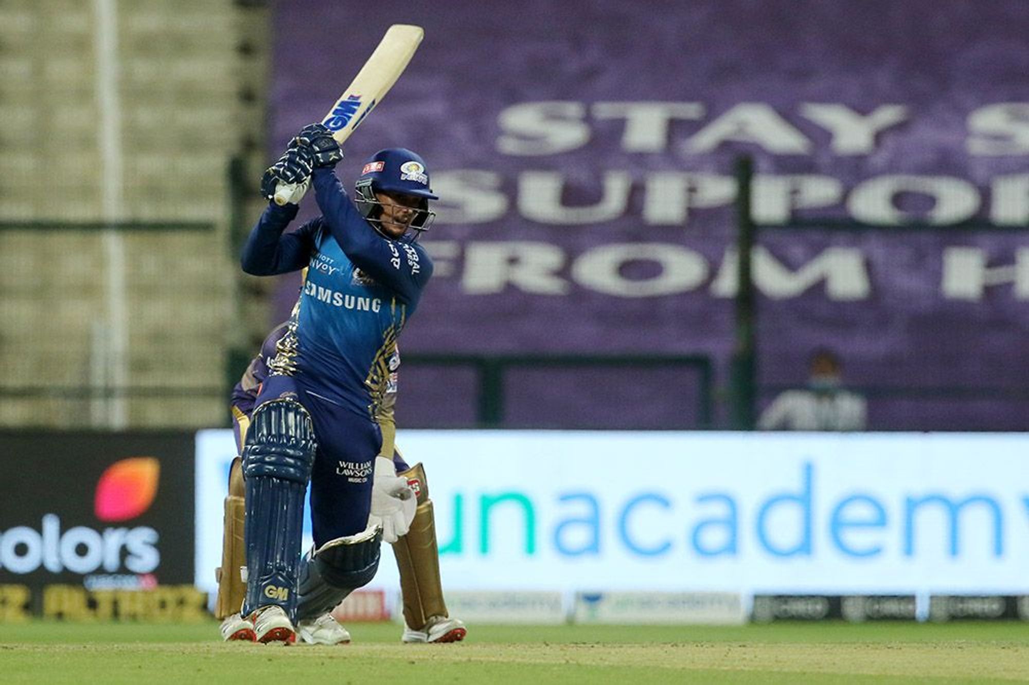 De Kock walked out to bat in his training tracks