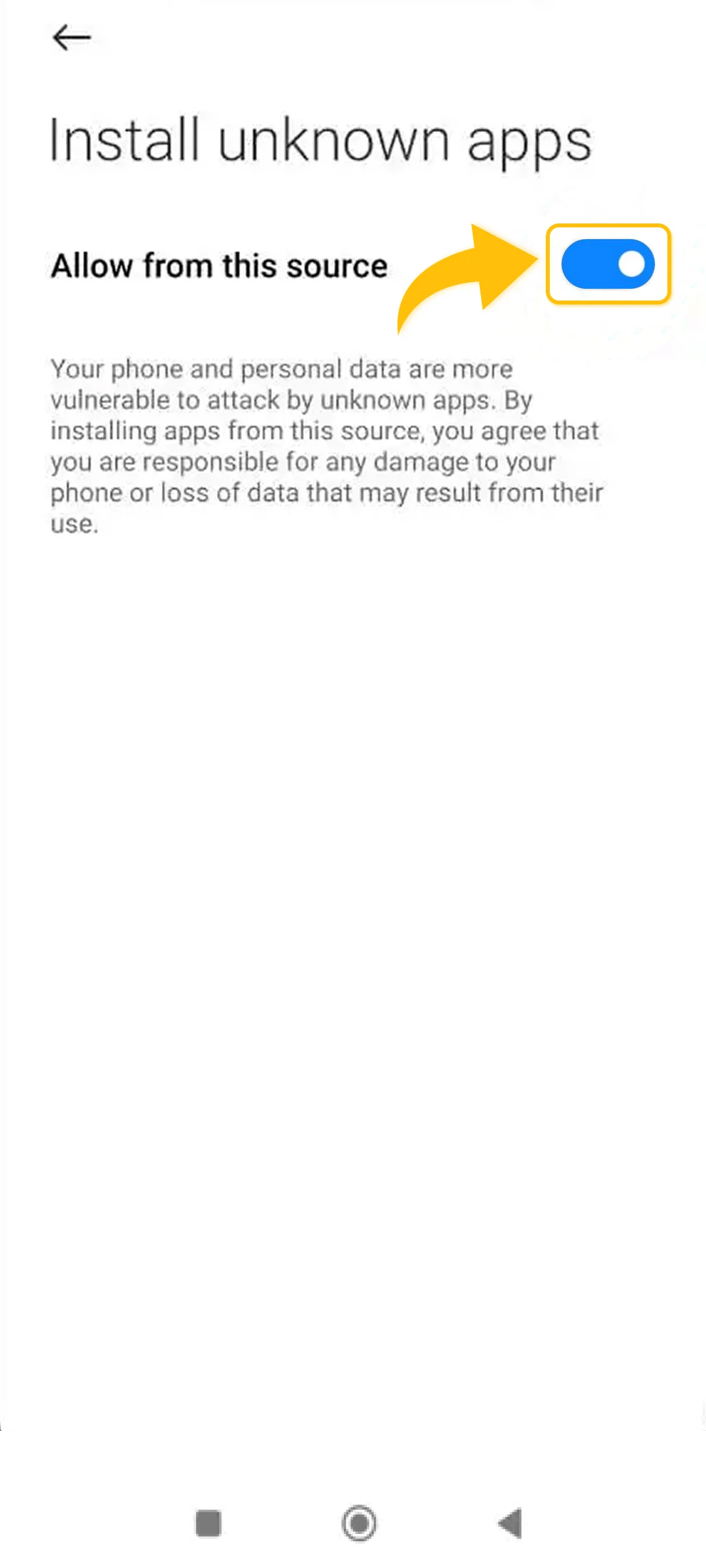 Allow the APK file.