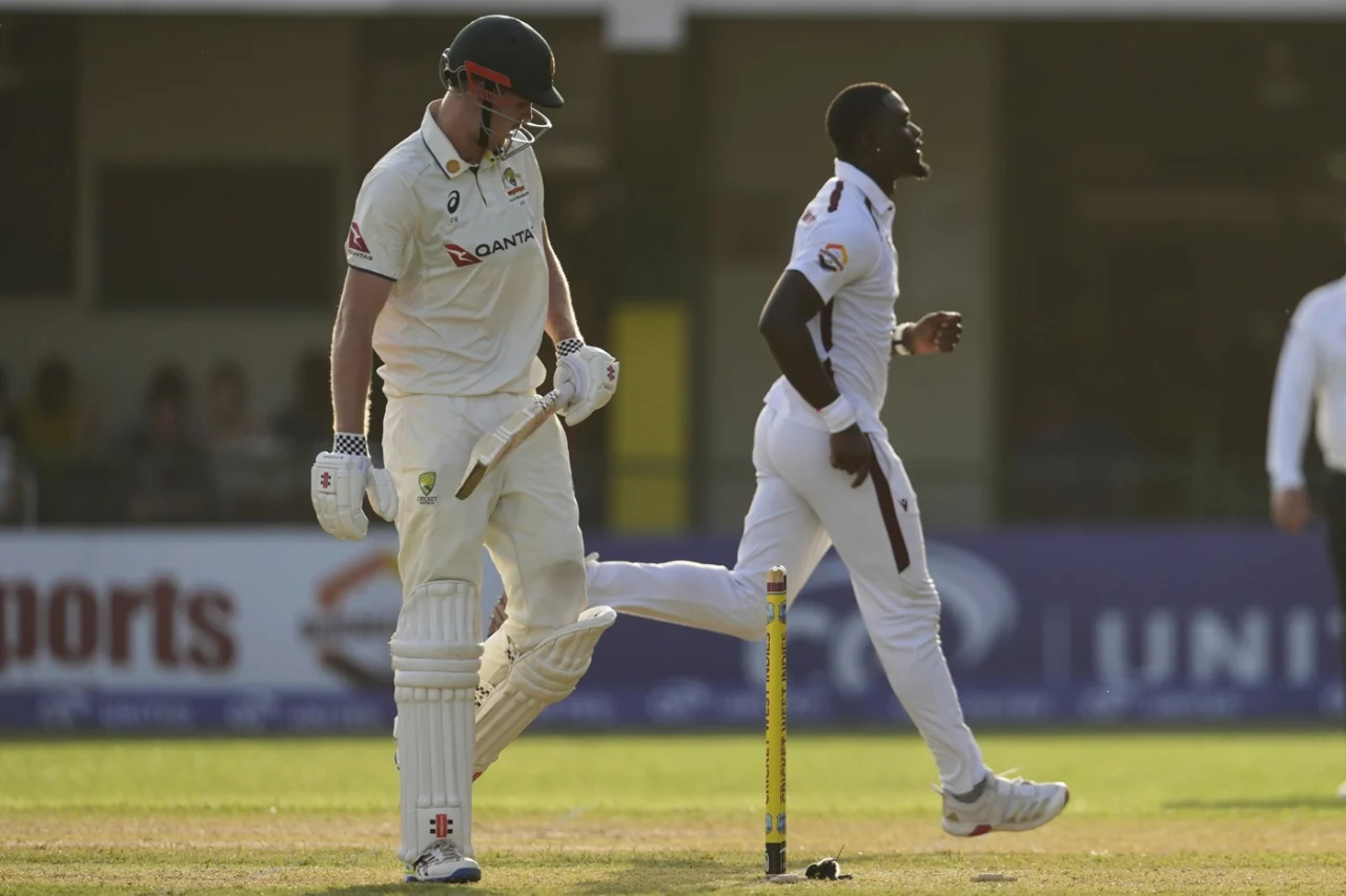 Australia's Cameron Green could not believe his eyes after being outdone by a Jayden Seales ripper against the West Indies in Kingston