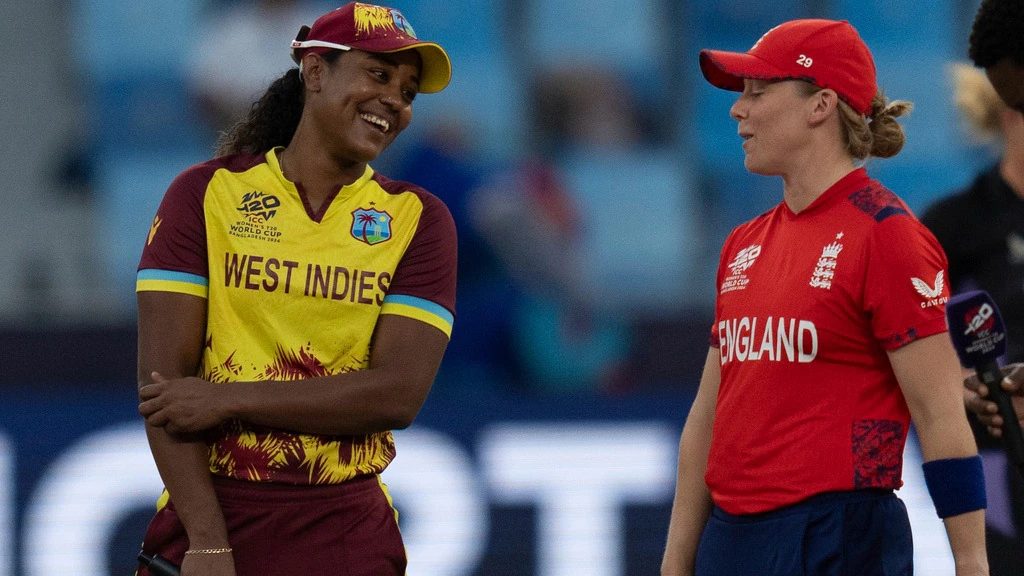 England captain Nat Sciver-Brunt with her West Indies counterpart during the England vs West Indies WT20I match.