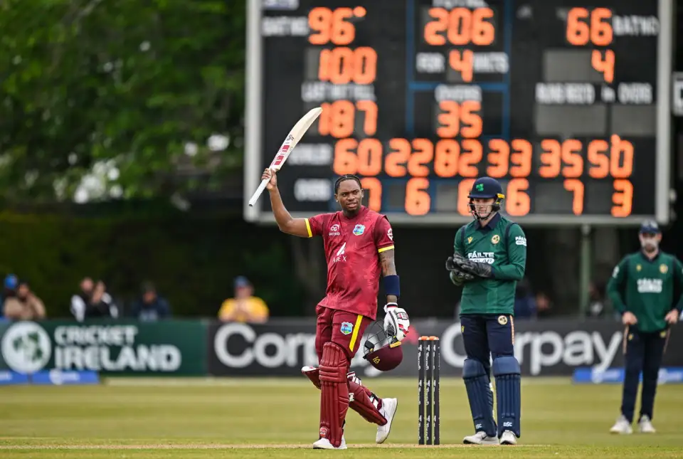 Keacy Carty's second ODI ton proved meaningless as rain washed out the second ODI between West Indies and Ireland