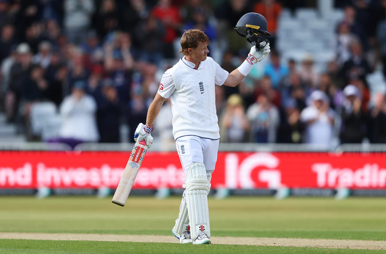 Ollie Pope after scoring a century against Zimbabwe.