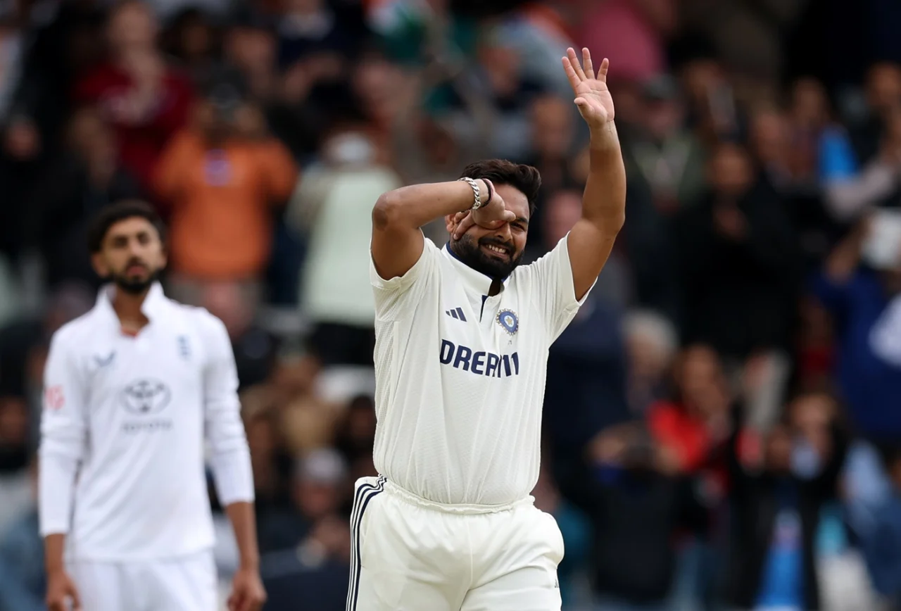 Rishabh Pant showcases a new celebration after bringing up his second century of the Test against England in Headingley