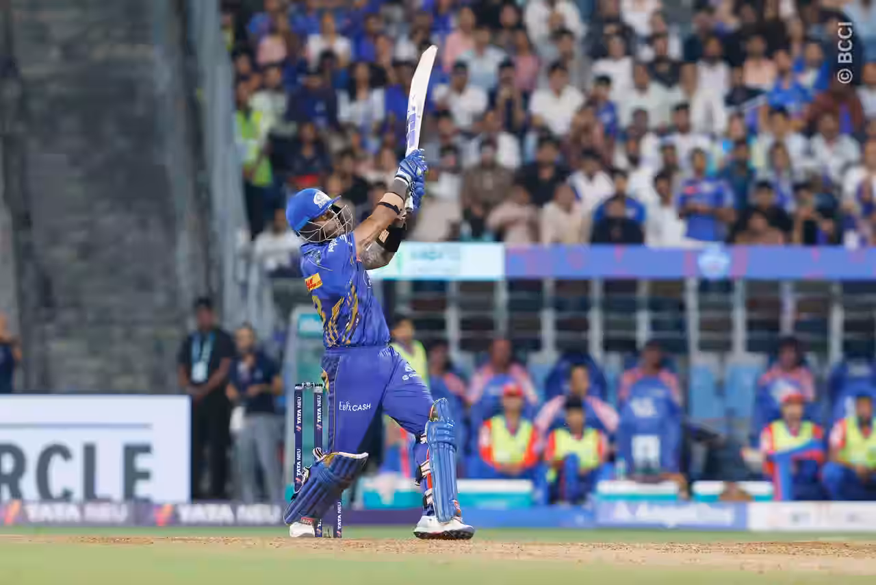 Suryakumar Yadav during his innings against DC at Wankhede in Mumbai