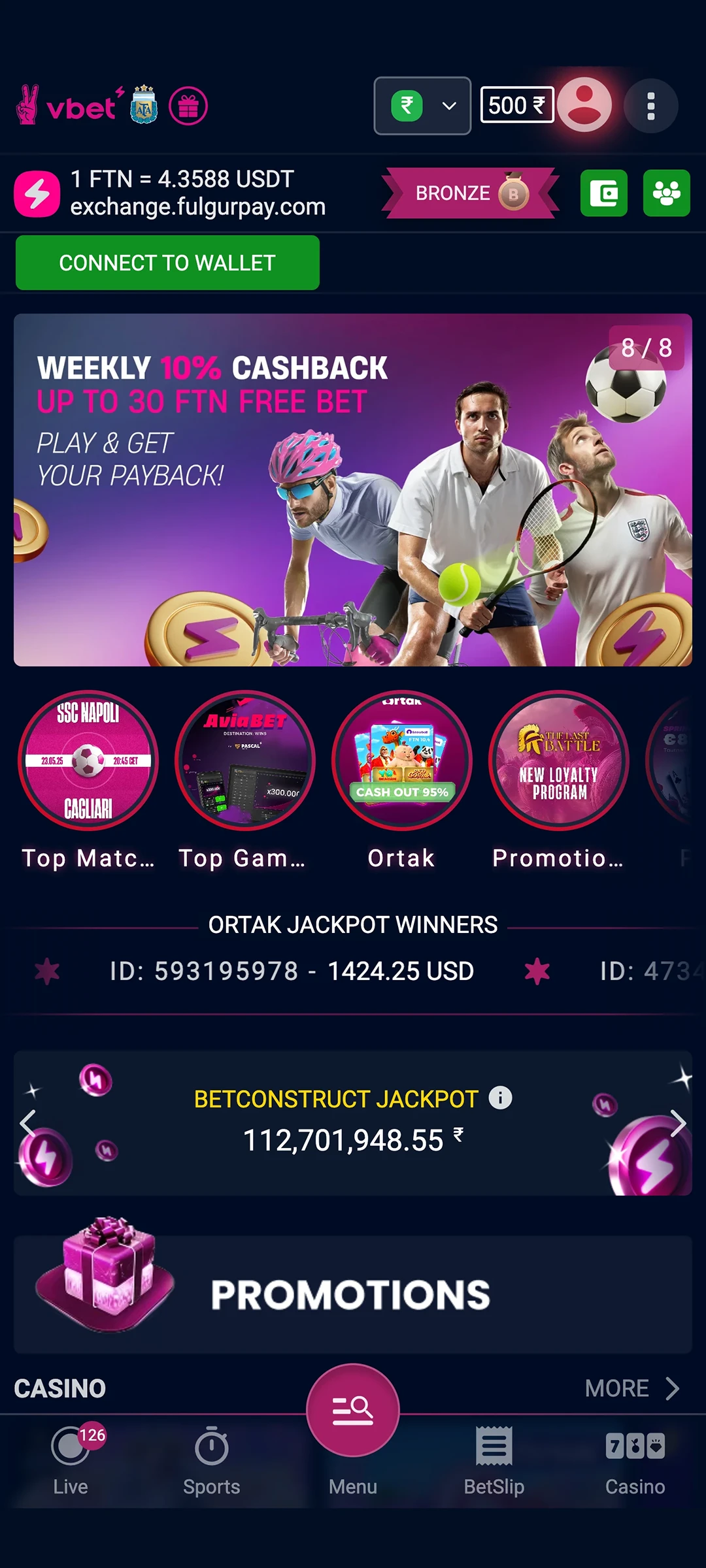 Main Vbet page.
